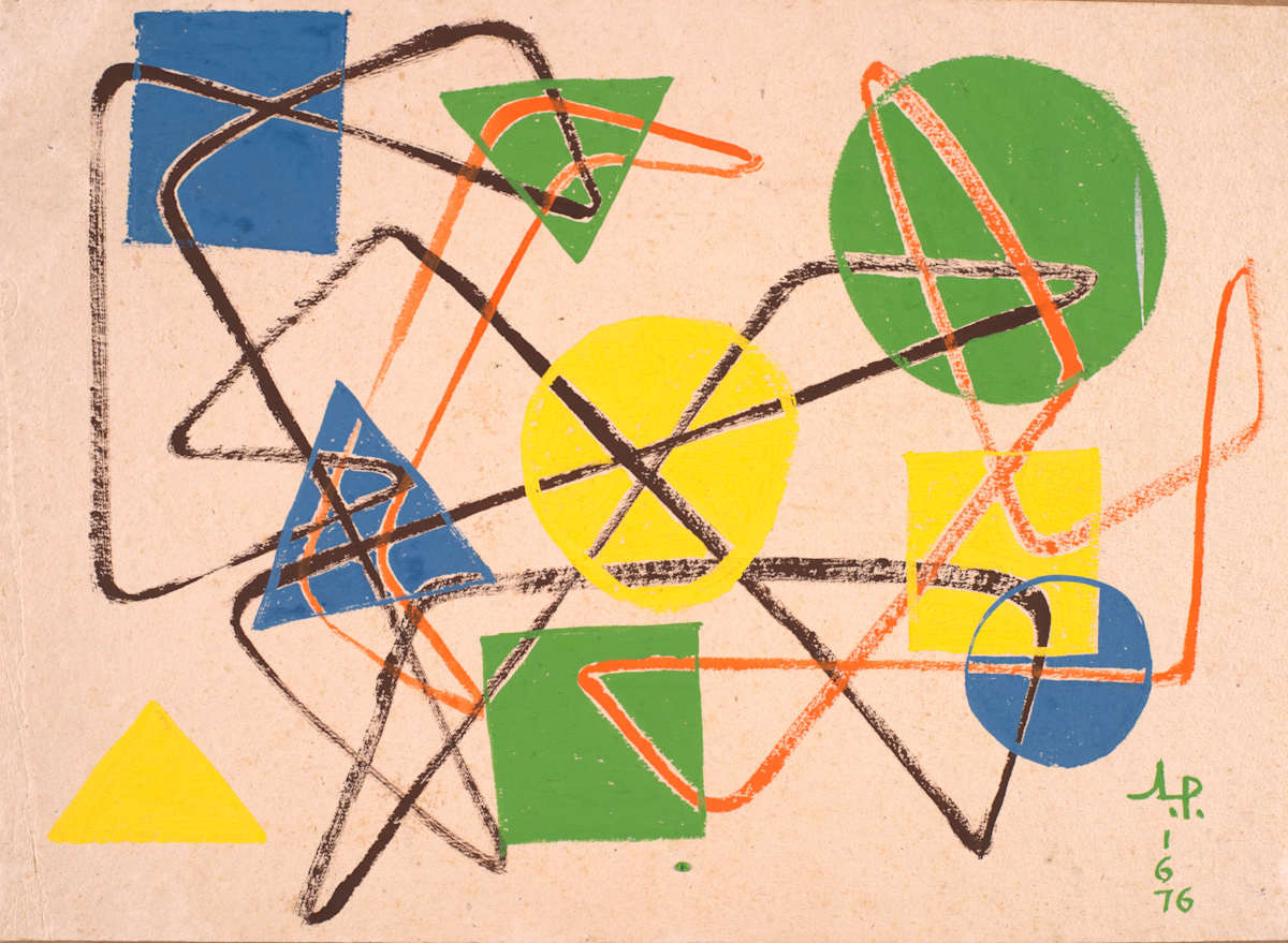 Yellow Blue and Green Abstract by Aditya Prakash (1924-2008) 