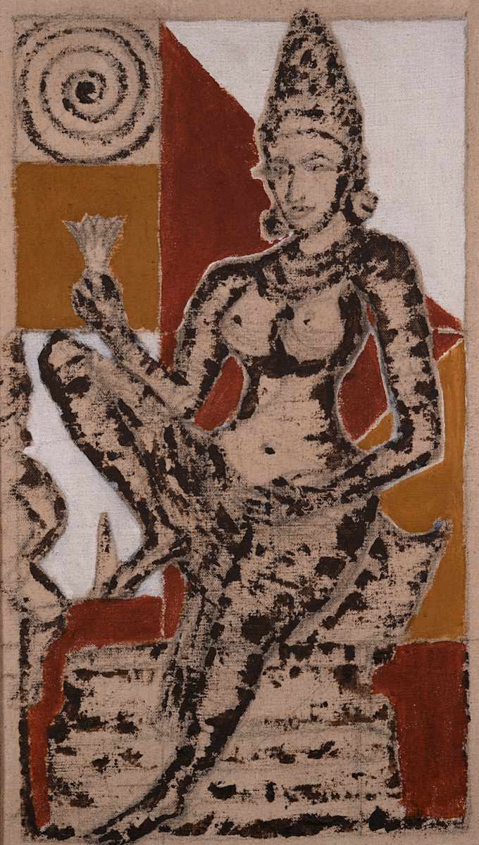 Goddess with a flower by Aditya Prakash (1924-2008) 