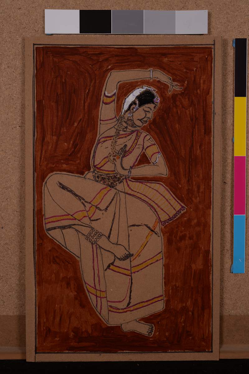 Woman Dancing with Saree and Red Background by Aditya Prakash (1924-2008) 