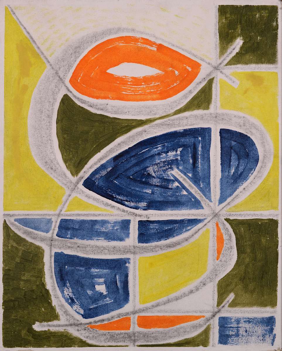 Gray Arches with Green Boxes by Aditya Prakash (1924-2008) 