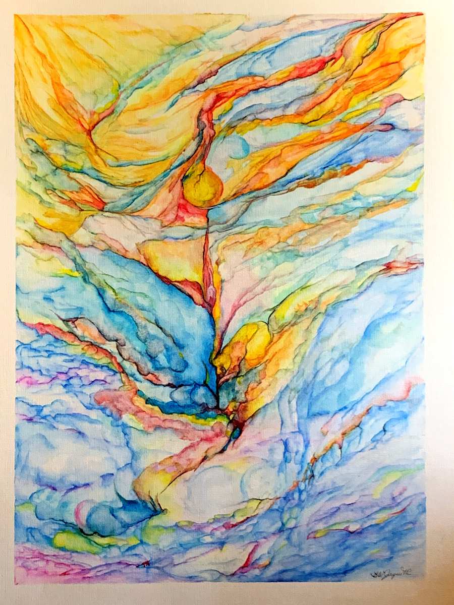Woman at the Waterfall by Barbara Wentzell Jaquith  Image: A social commentary piece inspired by the power of women and waterfalls.