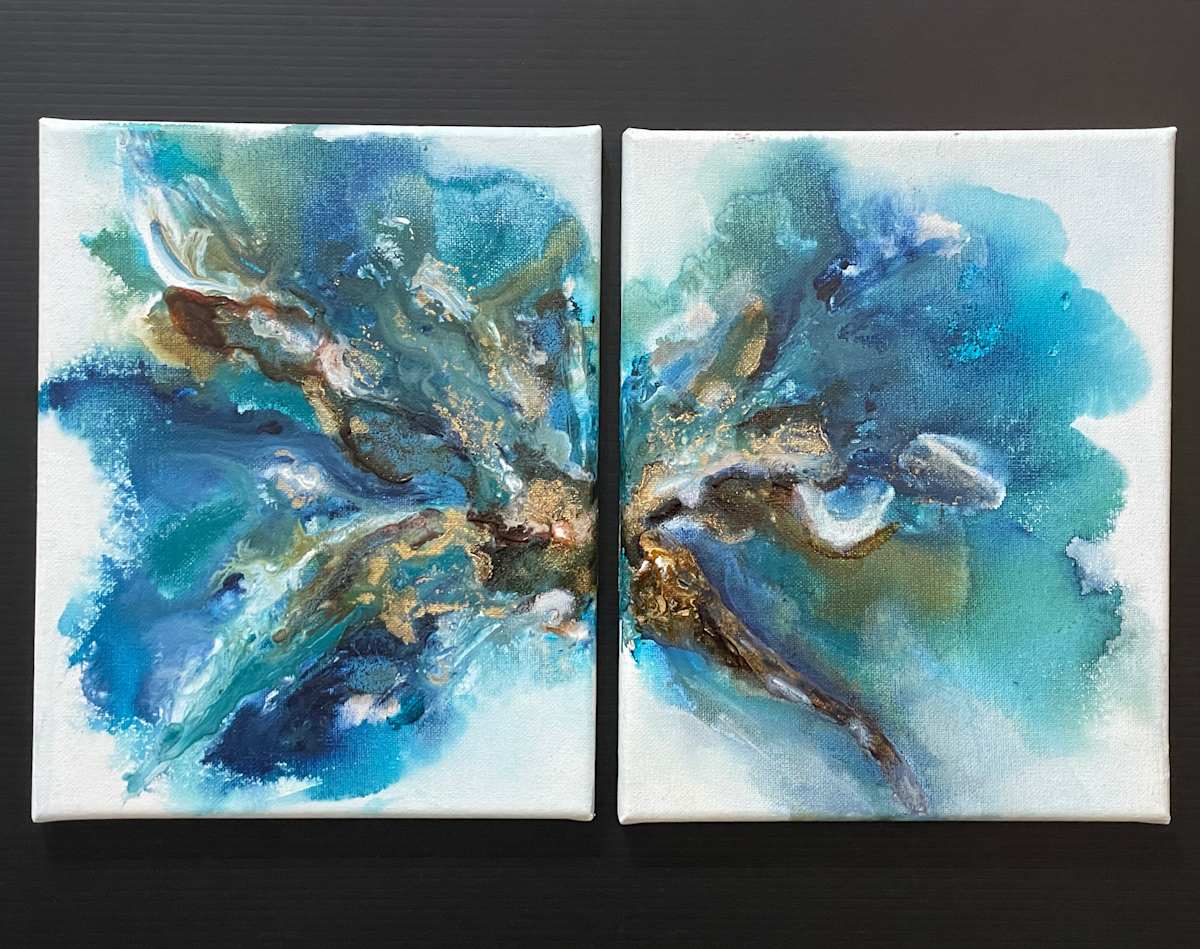 Blue Flow- Diptych by Kerrie Neumann 