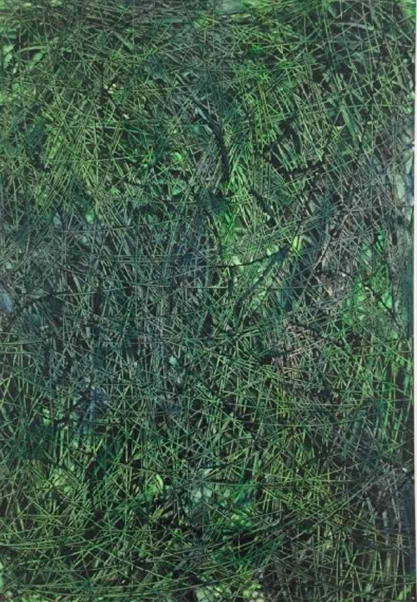 Green Guy Original Oil on Art Paper by Janet Miller  Image: Page 41, "We Are With You, We Love You; Spirit Protectors and Guardians