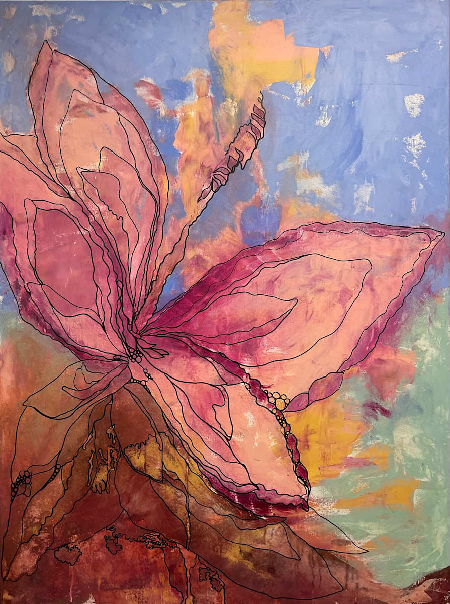 The Dance of Becoming by Sarah Oliver  Image: A celebration of sacred femininity, presence, and transformation.
The Dance of Becoming invites the viewer into the heart of worship—where bold beauty meets quiet surrender. Inspired by the tiger lily and rendered in hues of rose, fuchsia, and gold, this painting embodies the courage to stand fully in your becoming—rooted, radiant, and in motion.