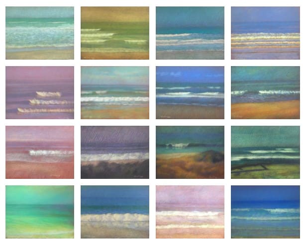 The Wave Series, 16 Pastel Drawings as a Set by Michael Newberry 