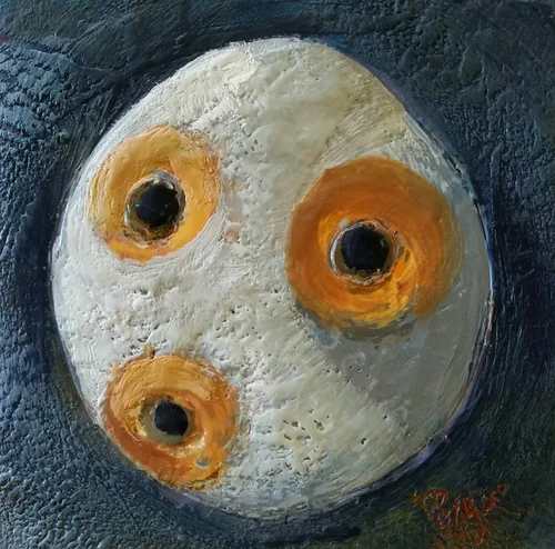 Rocks I Have Known: Eyes by Phyllis Bryce Ely  Image: Rock portrait in encaustic wax