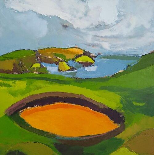 BENWEE HEAD WITH ORANGE by Phyllis Bryce Ely  Image: Ben Wee Head, County Mayo, Ireland