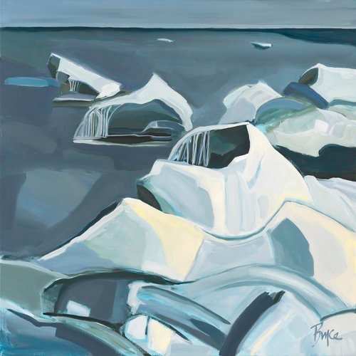 ONTARIO ICE VOLCANOES by Phyllis Bryce Ely  Image: Lake Ontario "ice volcanoes."  A favorite theme as I endeavor to communicate the beauty and feel of ice.  