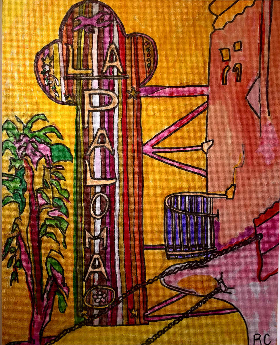 Encinitas Icon by Ray Carpenter  Image: In my Urban Impressionist style, La Paloma glows like a jazz riff frozen in time—bold, bright, and unapologetically local. Since 1928, this marquee has lit up Encinitas with stories, surf films, and small-town soul.