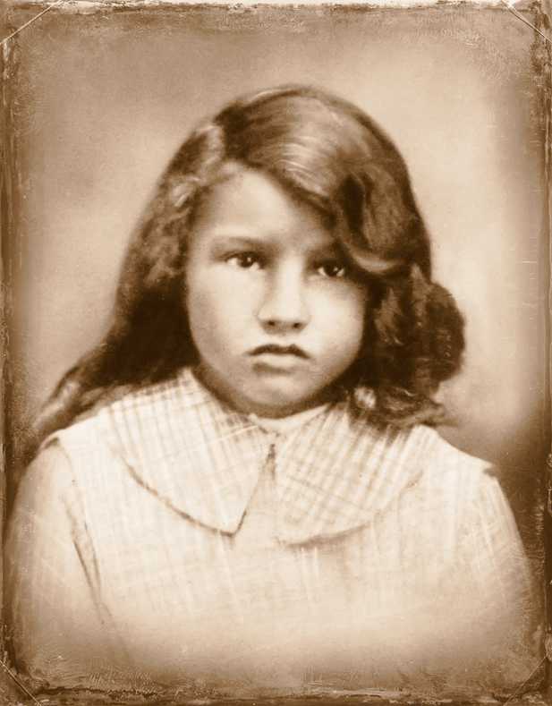 Gertrude Dominique by Gene Dominique  Image: According to family history, "Gert" was ten years old when this picture was made. My grandmother was born in December 1906, so the photograph would have been made in 1916 in New Iberia, Louisiana. Gert grew up in Loreauville, Louisiana but since the village would not have had a portrait studio, her family would have driven to "town" in New Iberia for a portrait sitting. Gert lived to the age of 95.