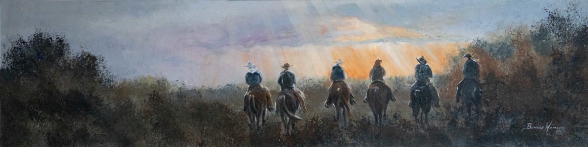 Early Morning Round-up by Bonnie Hamlin  Image: Heading out before dawn