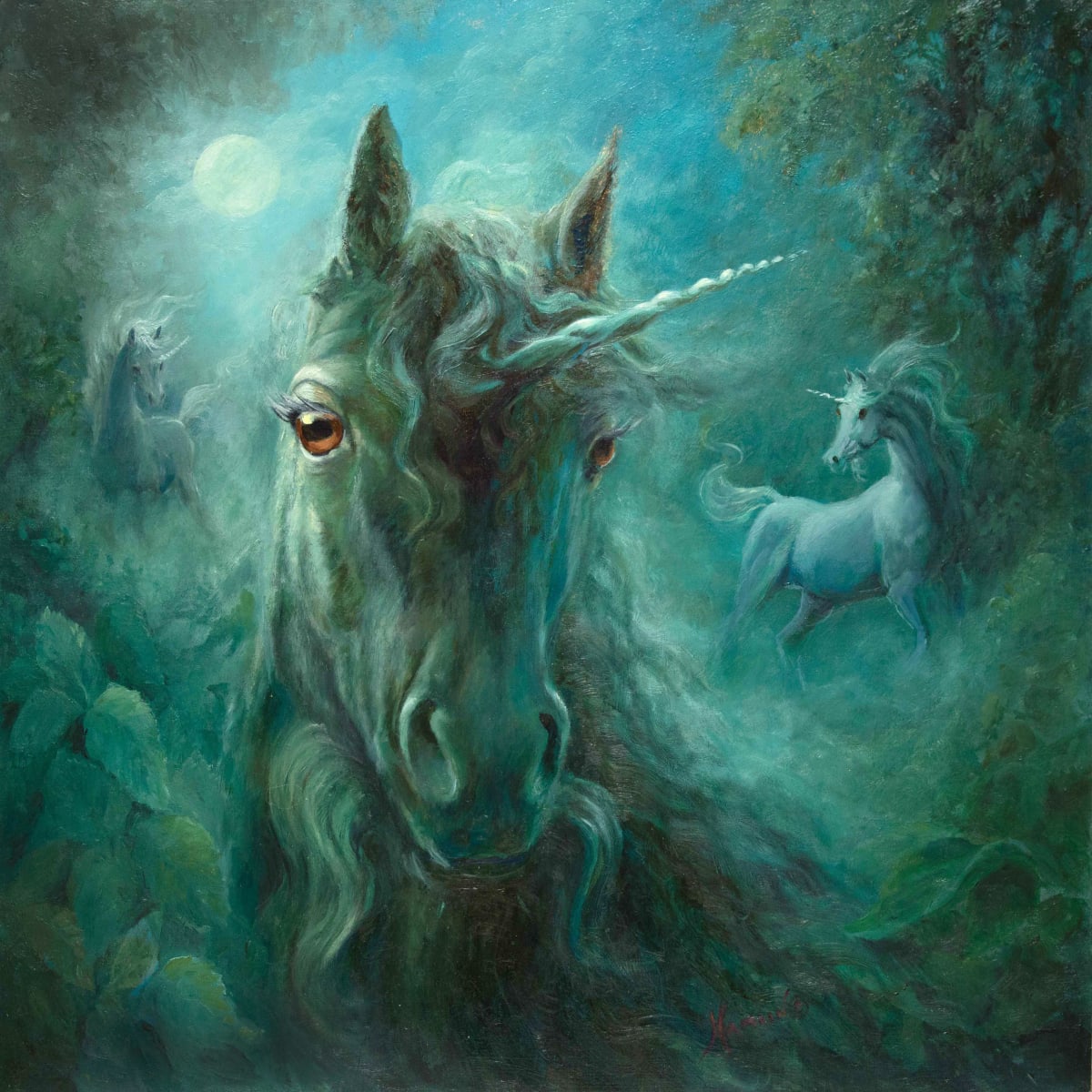 Sapphire Mist by Bonnie Hamlin  Image: Unicorns dancing magically
Bringing us peace and harmony