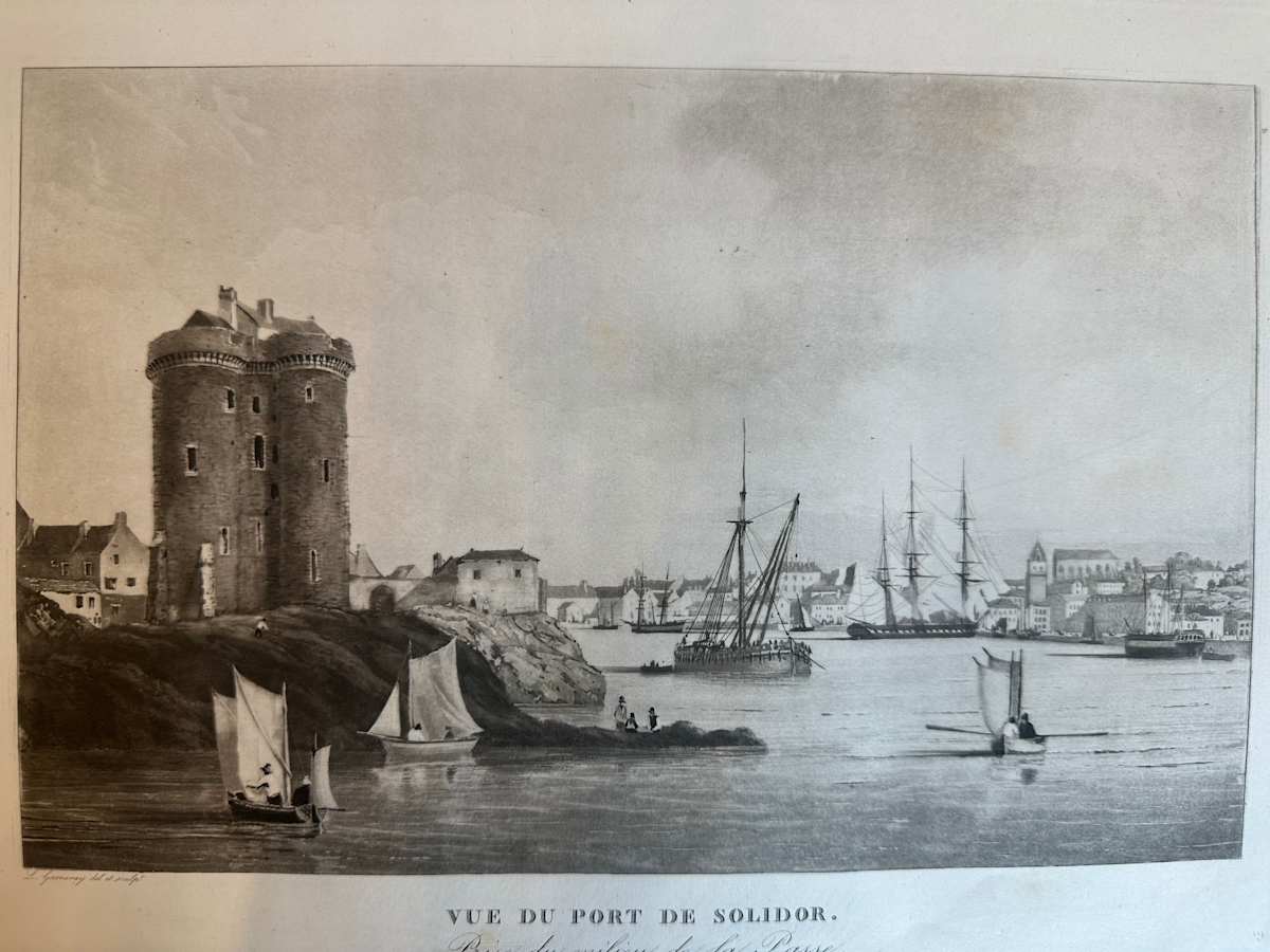 Vue du port de Solidor by Ambroise Louis Garneray, Image 1.