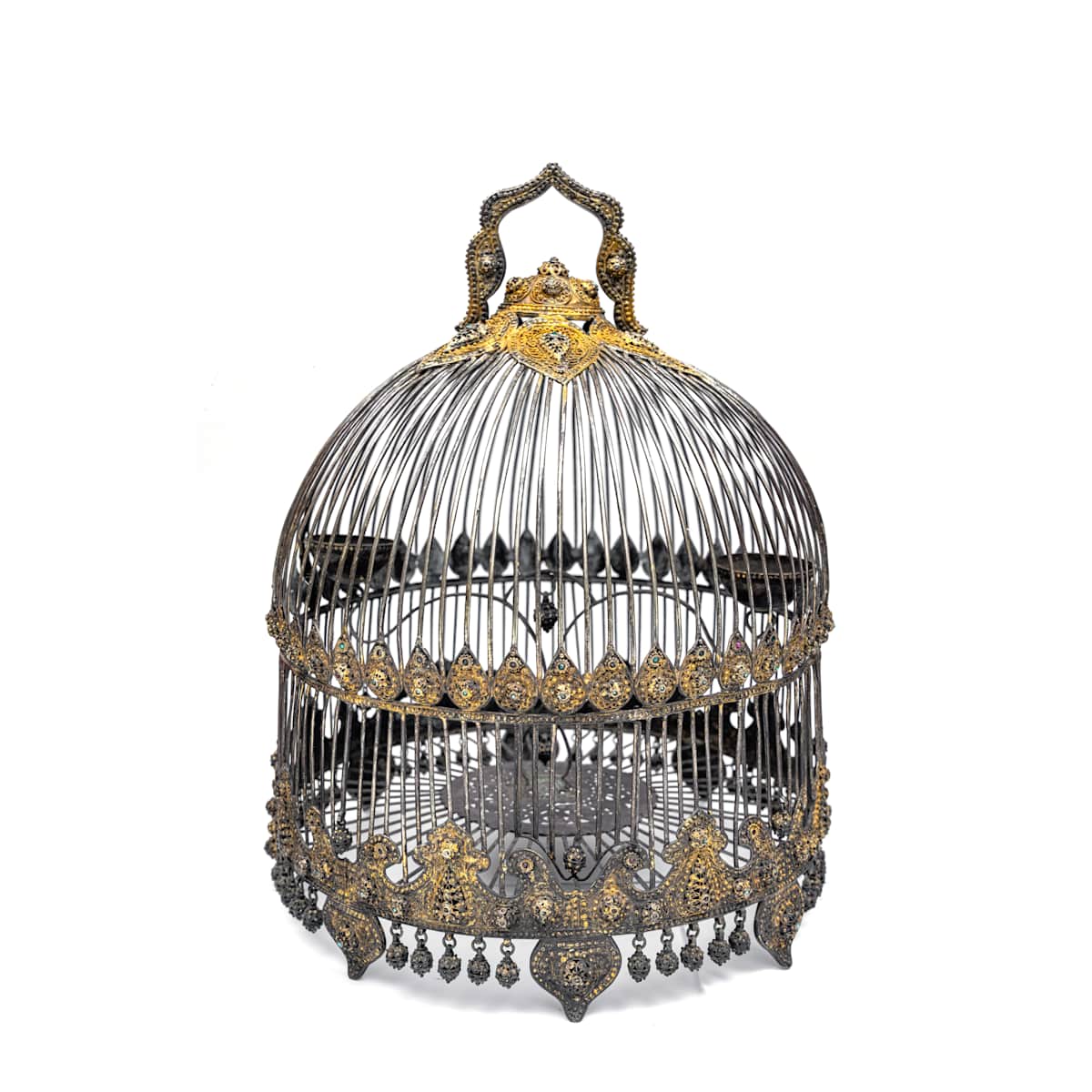 Gilt Silver Bird Cage 