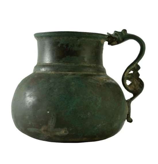 Bronze Jug  Image: Timurid bronze jug with a globular body and coiled dragon handle. Regal in form and function, it reflects the ceremonial elegance of 15th-century Central Asia.
