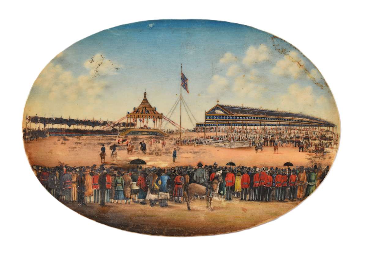 Delhi Darbar Miniature painted on oval ivory plaque 