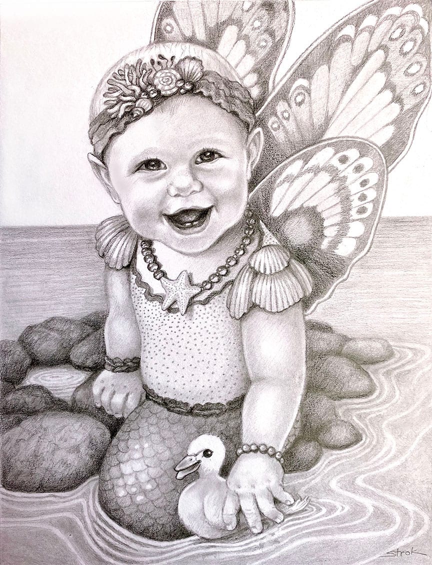 Mermaid Mia  Image: commissioned portrait of little Mia, who loves the water