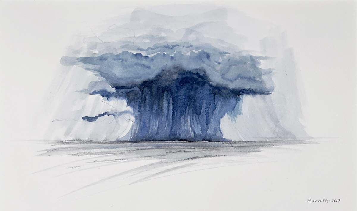 Center Downpour by Marjorie Lindsay  Image: Artwork is matted to 12" x 16". White archival quality.