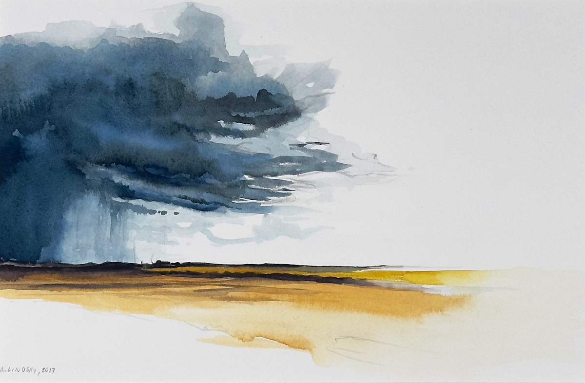 From the Left by Marjorie Lindsay  Image: Artwork has 3" white archival mat to 12 " x 16" overall size.