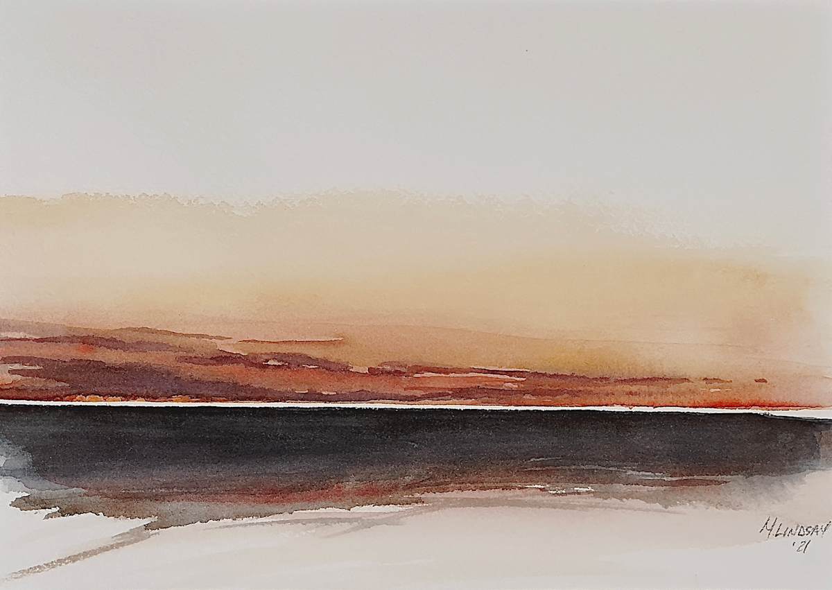 Horizon, Evening by Marjorie Lindsay  Image: The artwork is matted to 12" x 16" total dimension. White archival mat