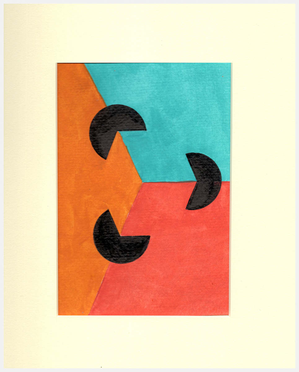 3D Cube Study #1 by Amy Ione  Image: Original painting on archival paper.  Ink and acrylic. Painting measures 6.5x4.5 inches. 