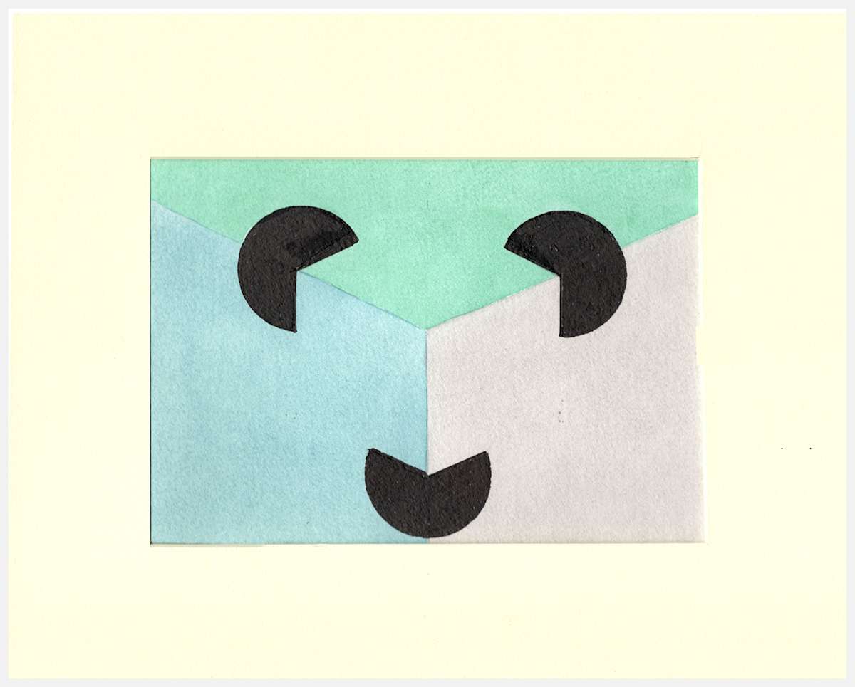 3D Cube Study #3 by Amy Ione  Image: Original painting on archival paper.  Ink and acrylic. 