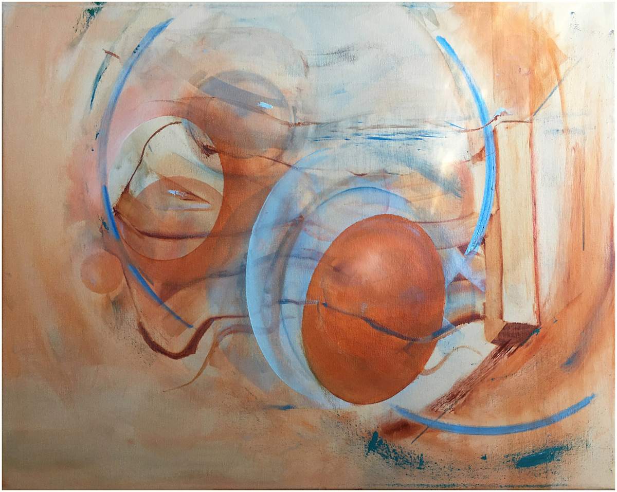 A Modern Creation Myth by Amy Ione  Image: Original painting on canvas. Measures 20x16x.75 inches.