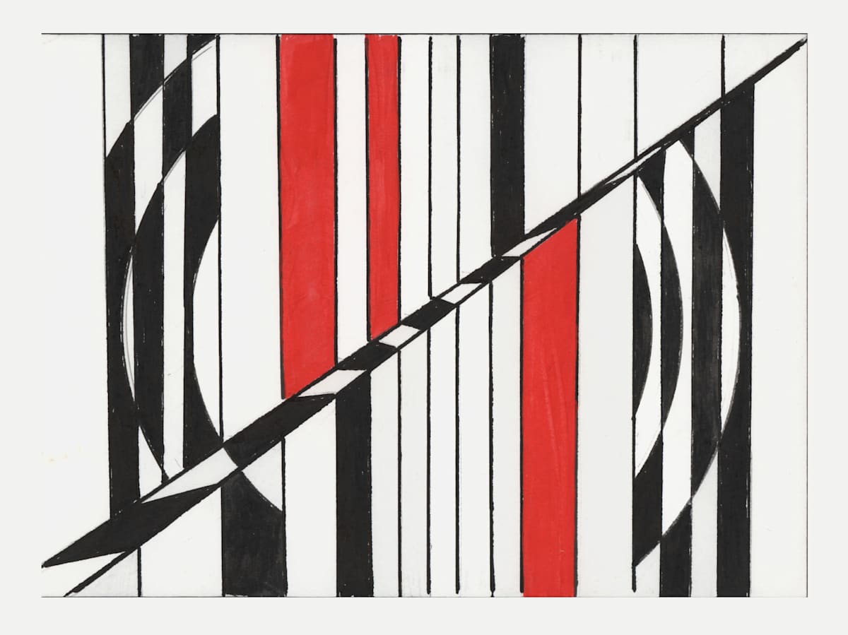 Homage to Lichtenstein by Amy Ione  Image: 2023. Mixed media: ink and acrylic on white archival paper. 