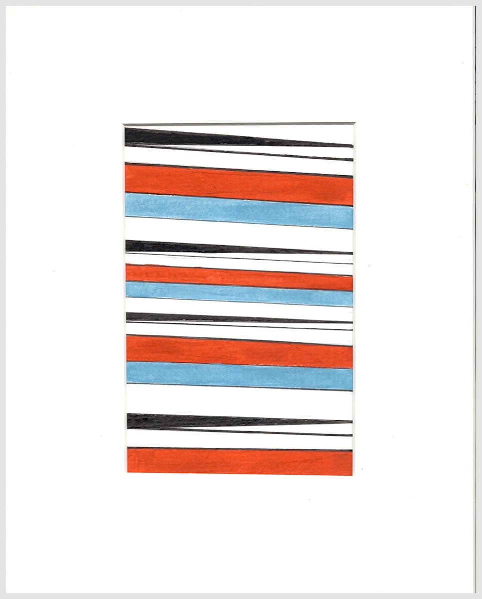 Homage to Betsy Ross in Red, White, and Blue by Amy Ione  Image: Original painting on archival paper. In display white frame, with mat and plexiglass. Ink and acrylic. Painting measures 3.75x5.75 inches. Matted and framed measurement is 8x10x1 inches. 