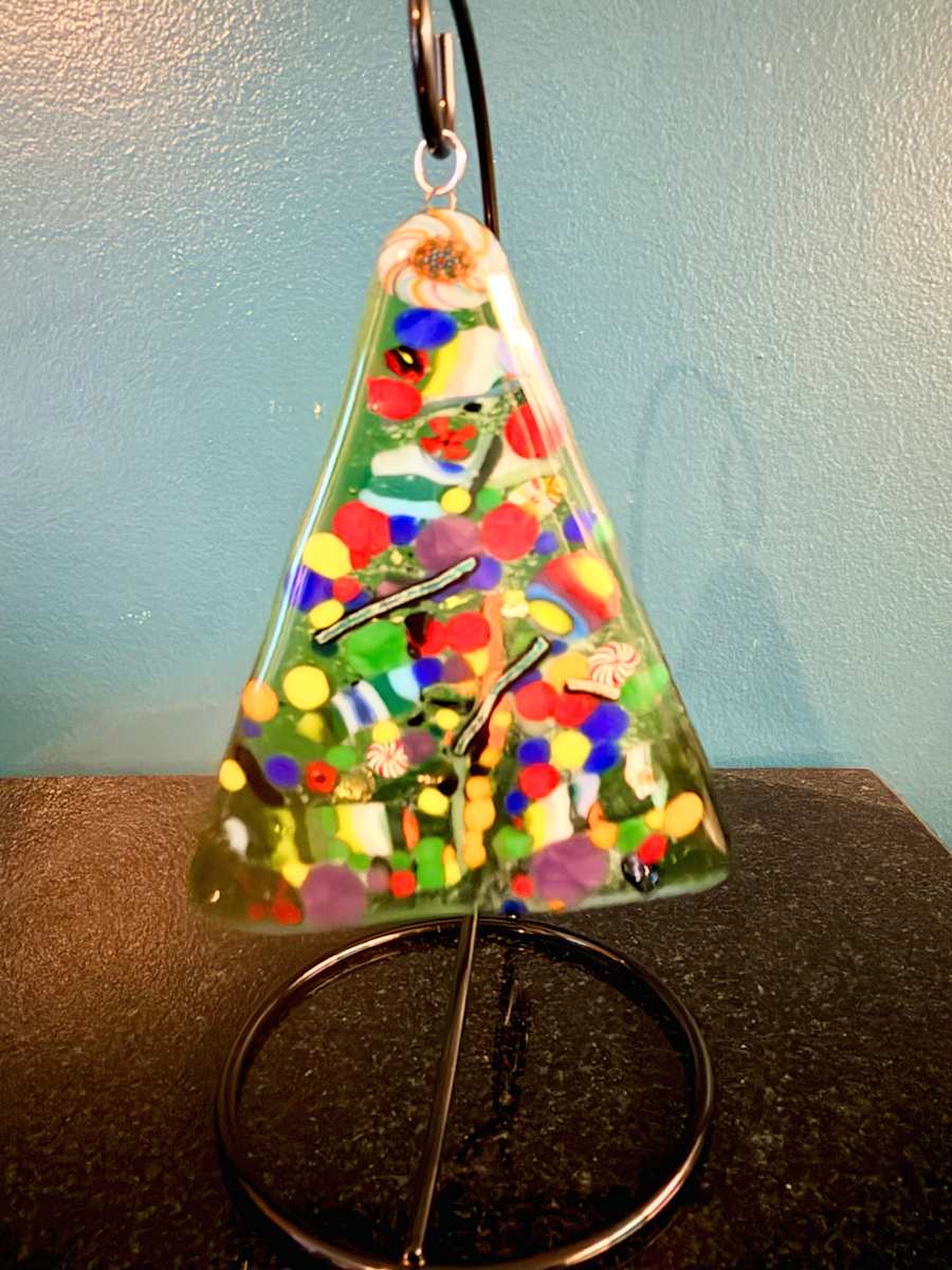 Fused glass Christmas tree ornament 2 by Susan Mason  Image: Front
