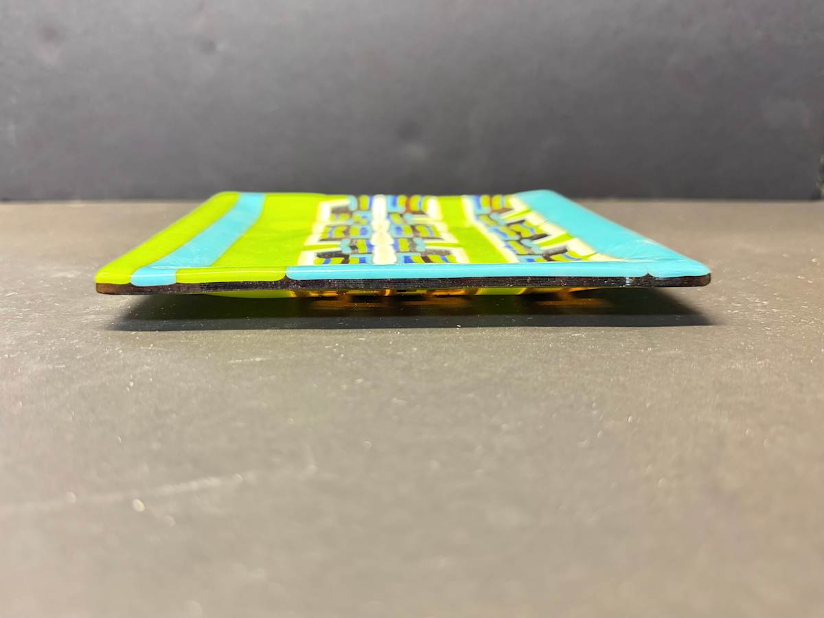 Small fused glass pattern bar plate by Susan Mason, Image 7.