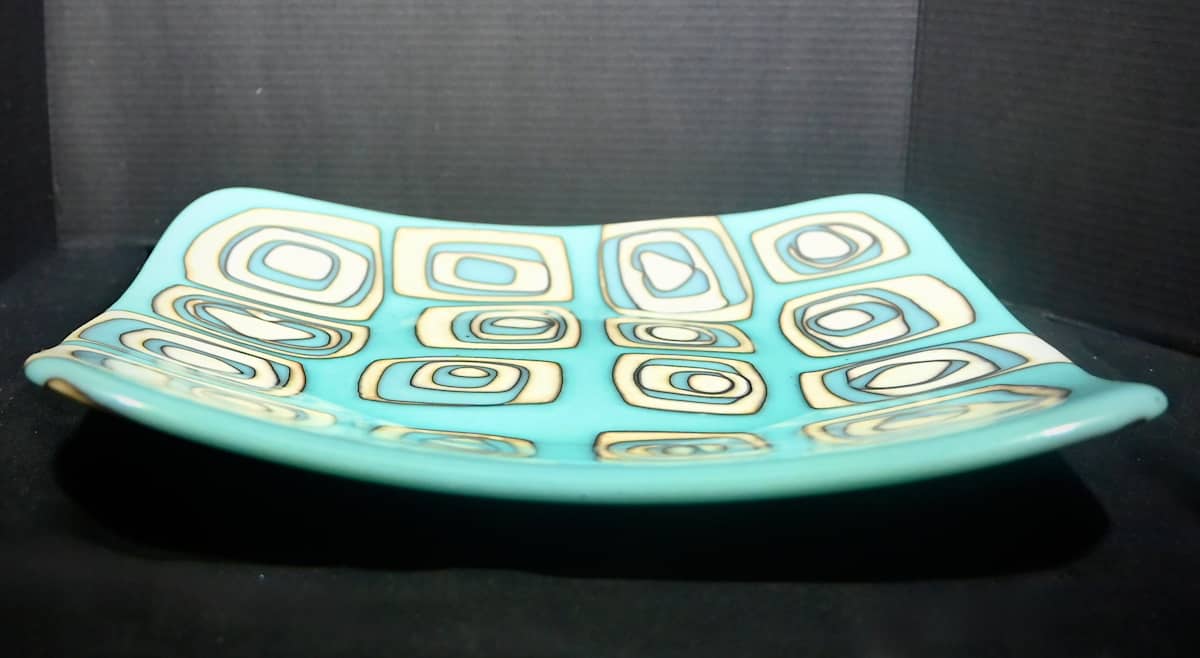 Reactive stacks Robin's Egg blue plate by Susan Mason 