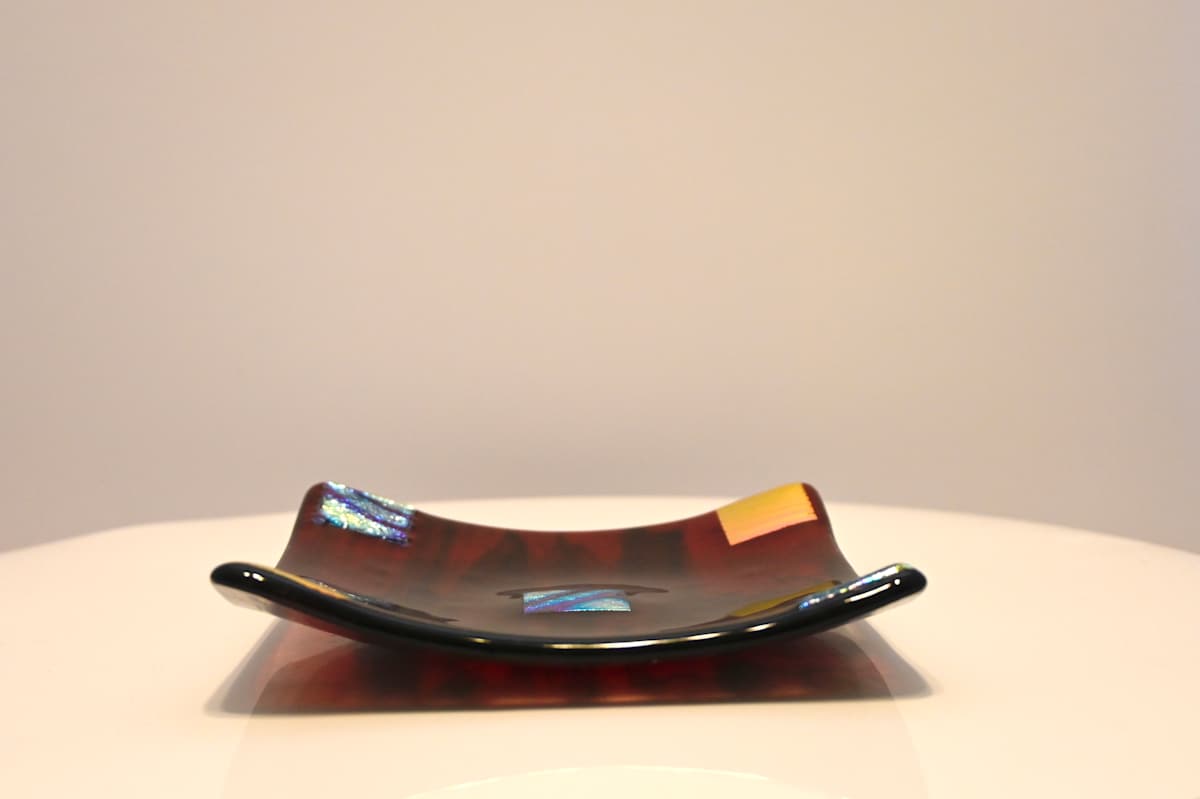 Fused Glass Handcrafted Dichroic Dish by Susan Mason, Image 1.