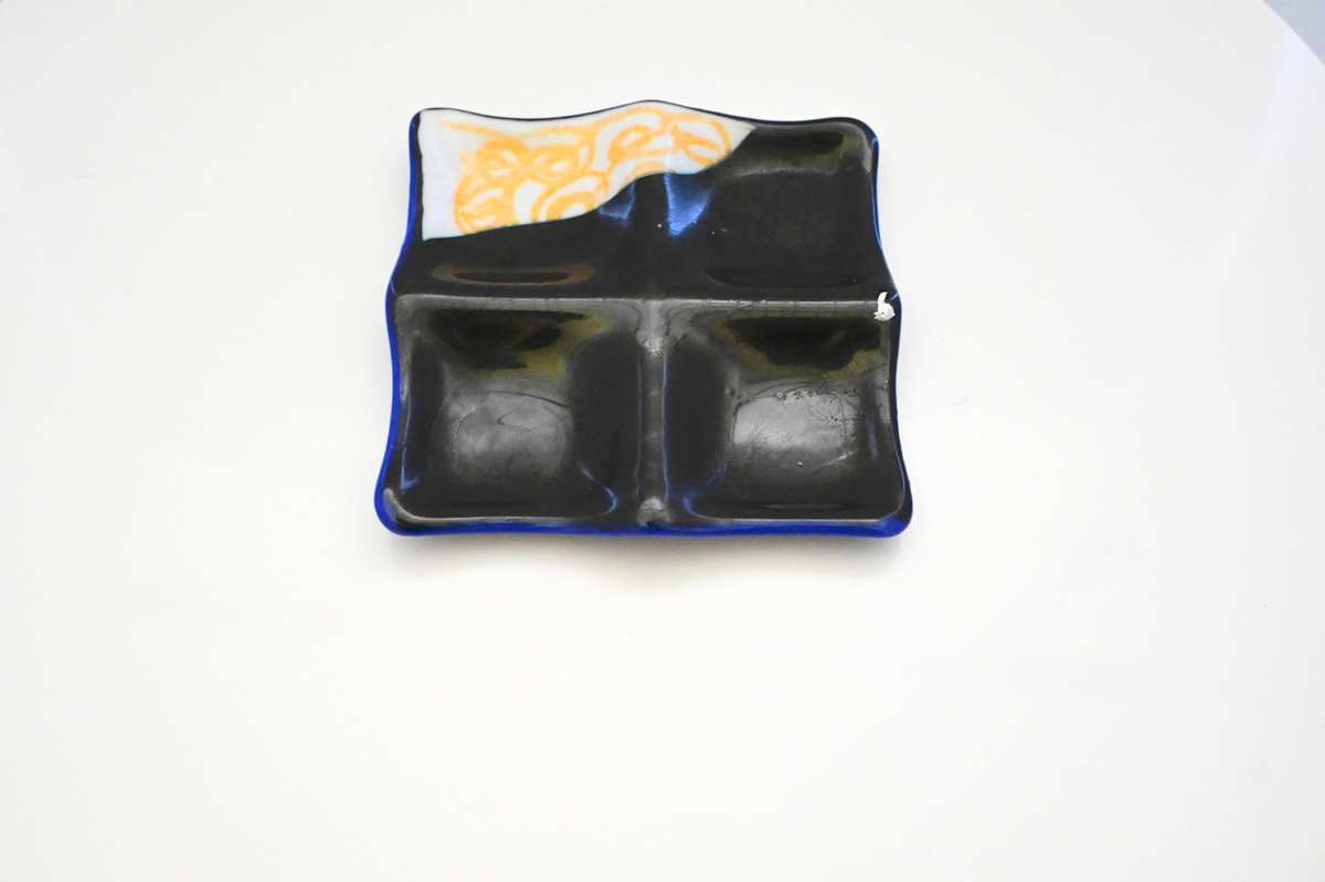 Fused Glass Artisan Compartment Serving Dish by Susan Mason, Image 1.