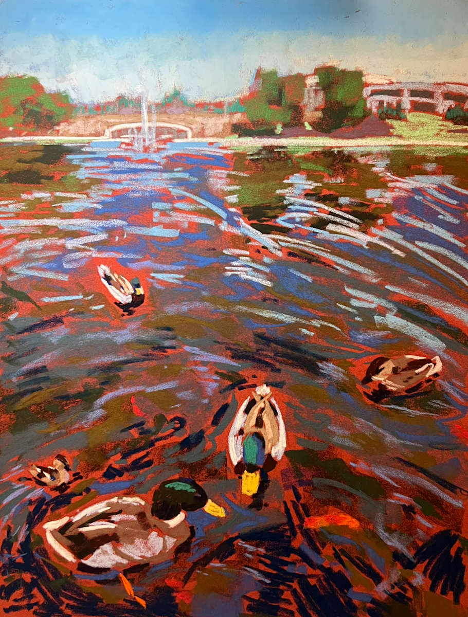 Feeding the Ducks at Big Spring Park by Monte Perry 