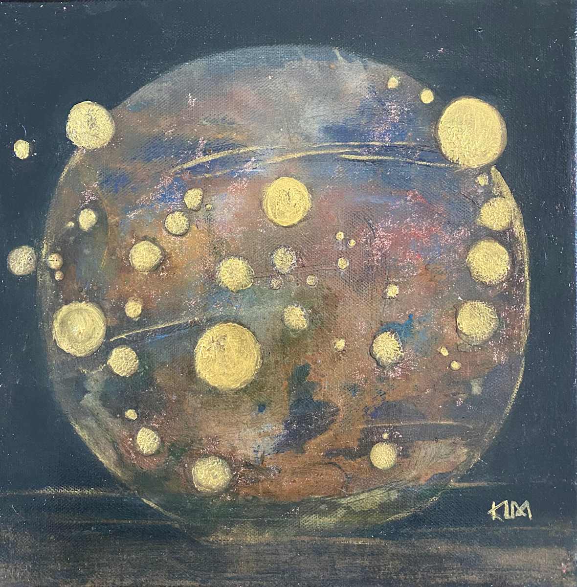 My universe no 2 by Karin Moustakas  Image: Imaginary planets orbiting my world 