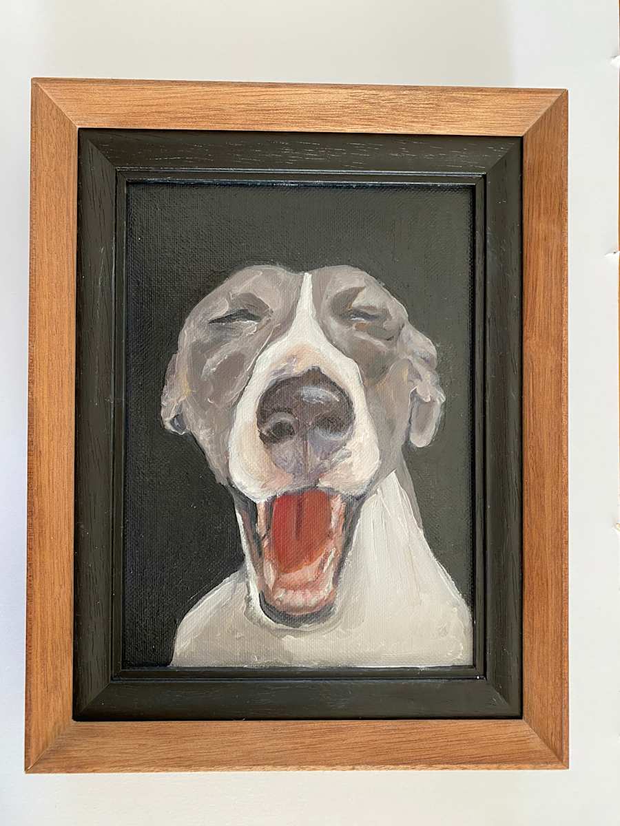 Baloo by Karin Moustakas  Image: Oil of deceased Whippet