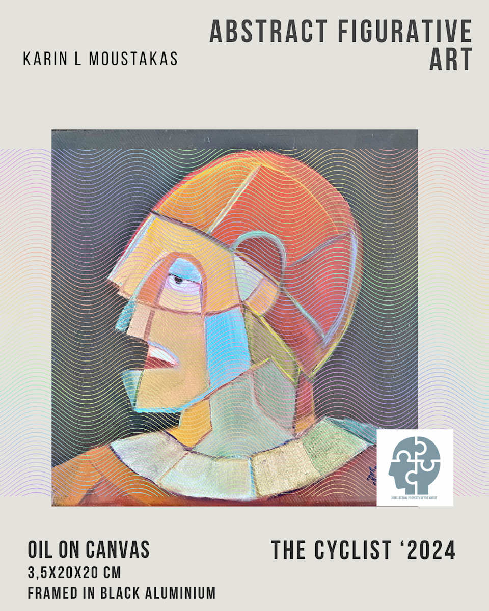 The Cyclist by Karin Moustakas  Image: A portrait of a jocose suitor whom I never met in real life. A cyclist who forwarded many  reels of himself exerting himself cycling Chapmans Peak Drive.