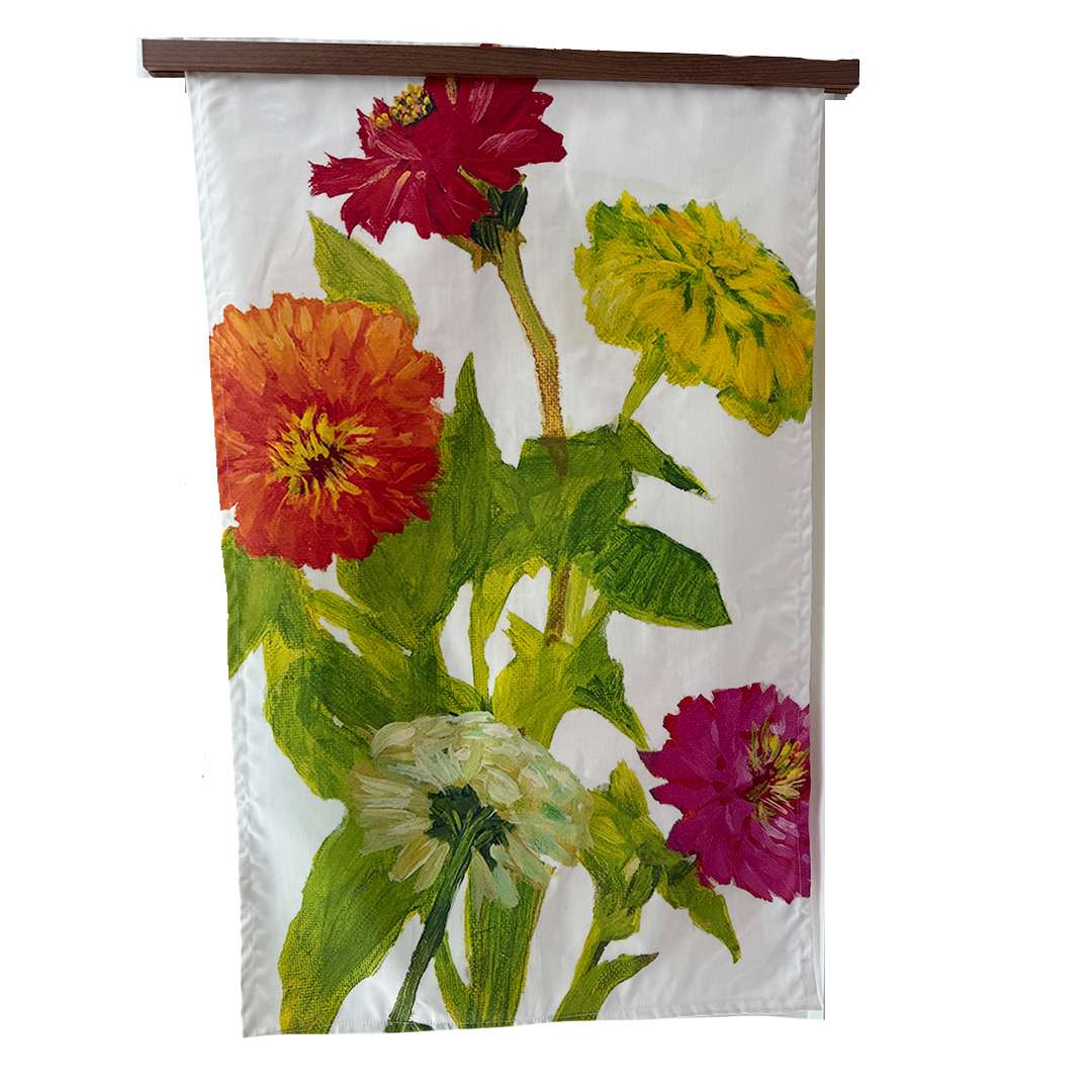 Zinnias by nikki  Image: Zinnia tea towel, full image