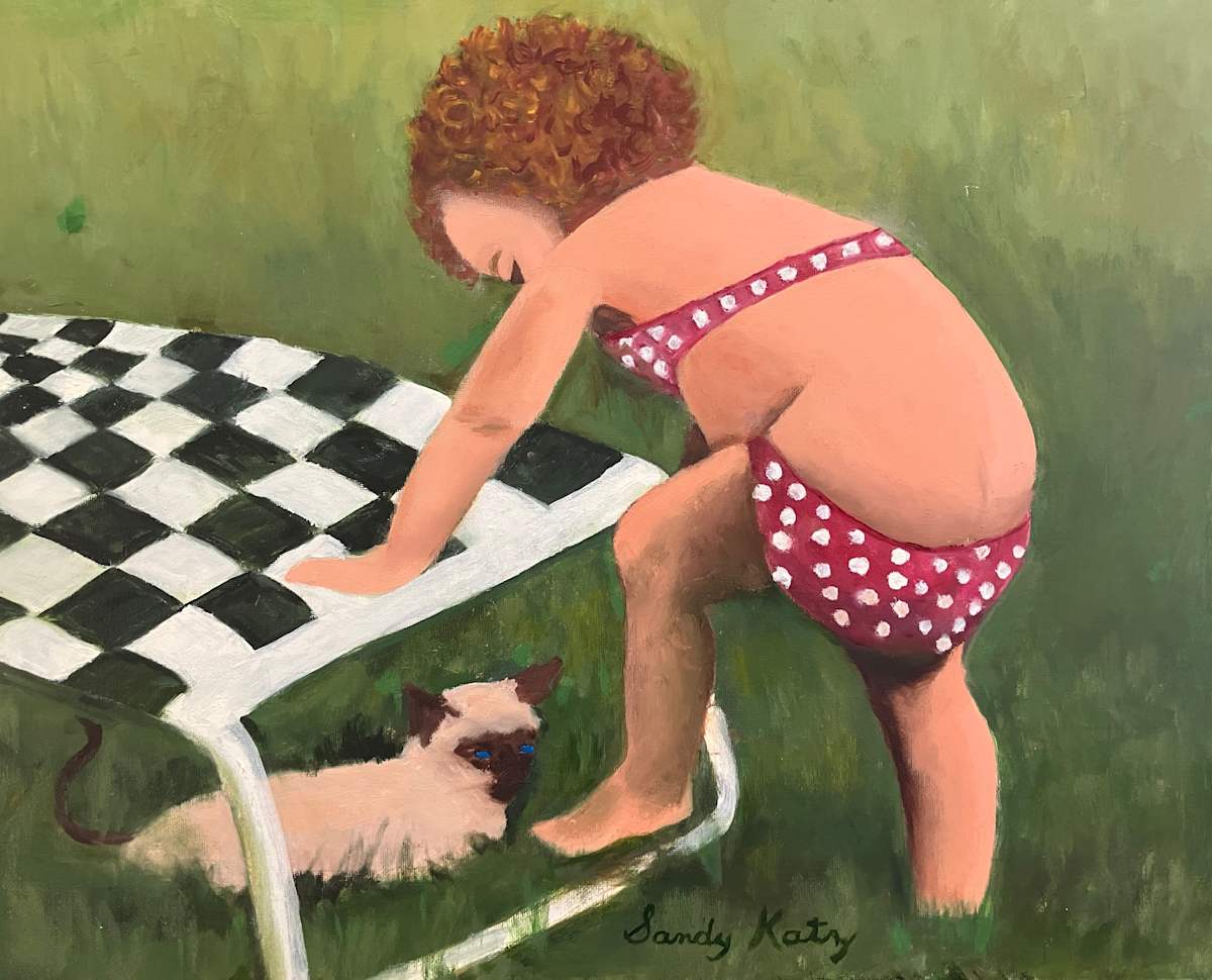 Toddler with kitten by Sandy Katz 