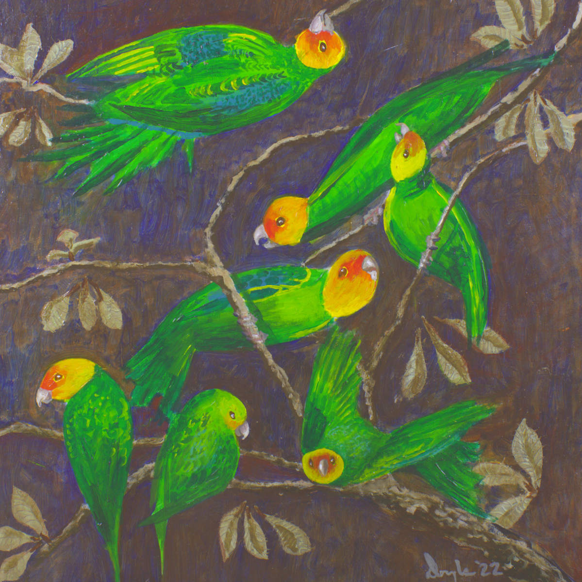 Carolina Parakeets by Douglas Black  Image: From The Excellent Birds: EXTINCT Series