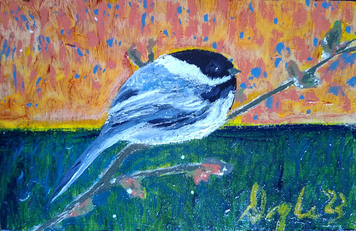Chica-Dee by Douglas Black  Image: Chickadee: from the Little Birds Mini Oils Series