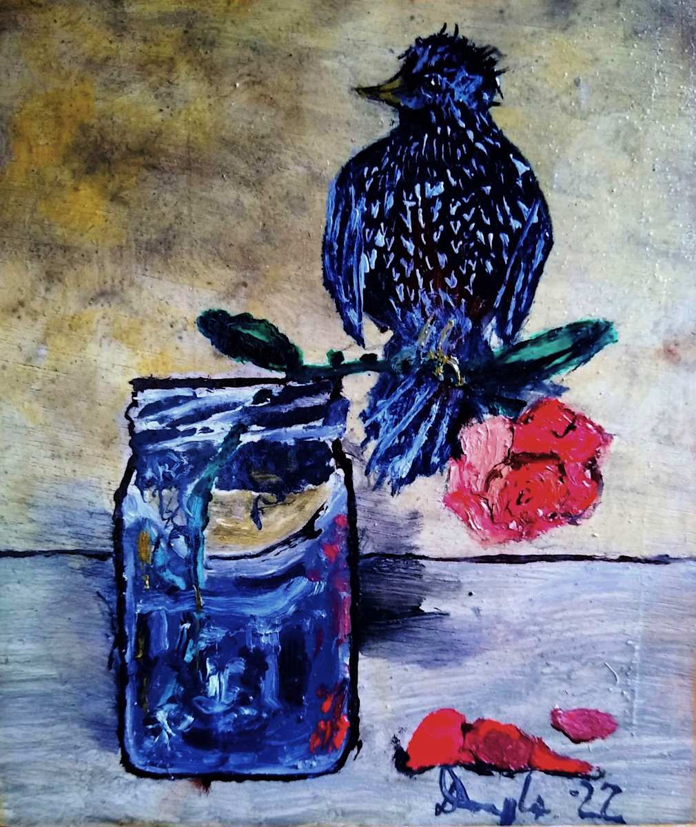 Scrawny Chic Holds Dying Rose by Douglas Black  Image: Scrawny Chic Holds Dying Rose