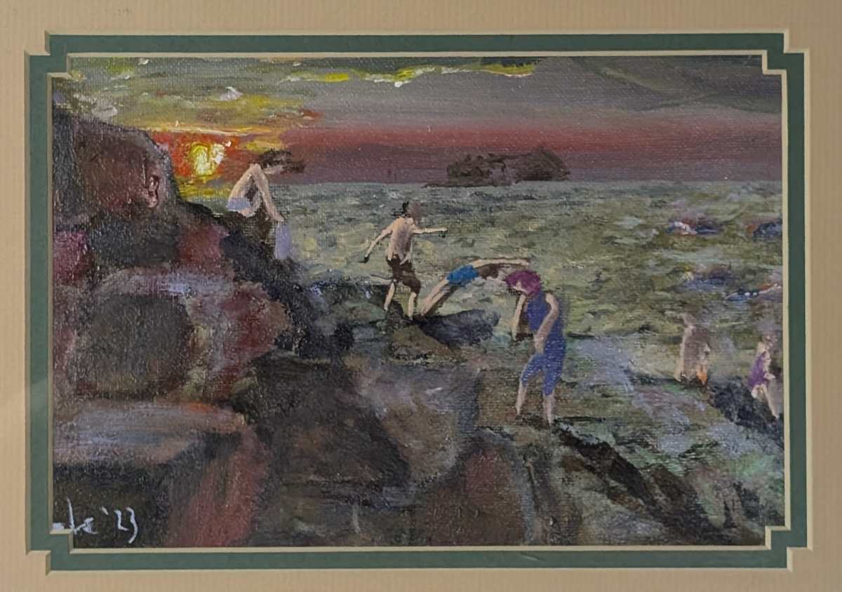 Study Of Sunrise Swimmers by Douglas Black  Image: Plein Air, Study Of Sunrise Swimmers