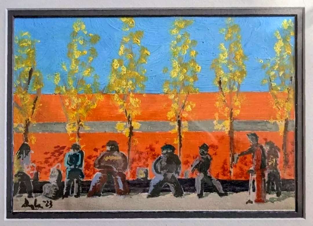 The Fellas On The Bench, Sketch No.1 by Douglas Black, Image 1.