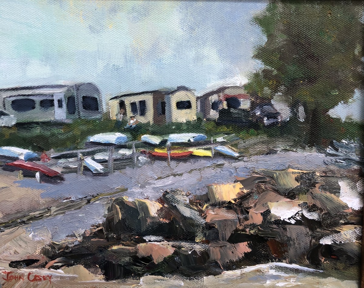 Beach Camping (plein air) by John Casey, Image 1.
