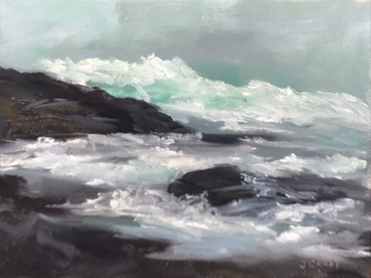 Hurricane Surf - Monhegan Island (plein air) by John Casey 