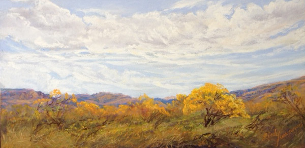 Cottonwoods on the Rio Grande by Lindy Cook Severns 