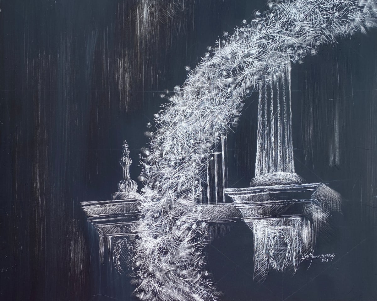 Carol of Lights Wreath  Image: 8"x10" scratchboard