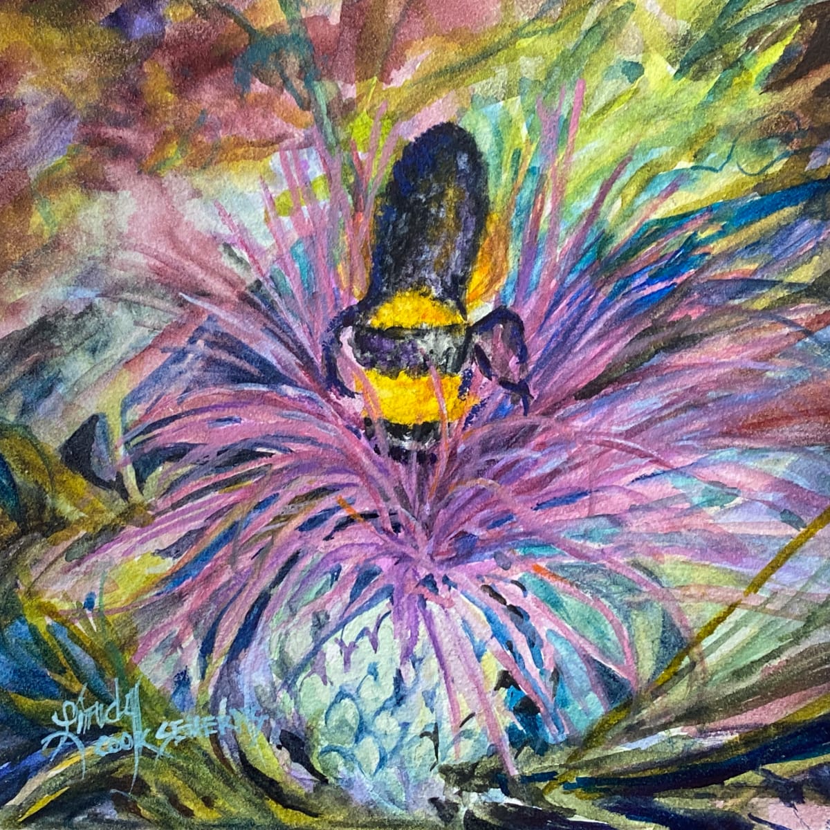 Bee Mine by Lindy Cook Severns  Image: Bumblebee on purple thistle